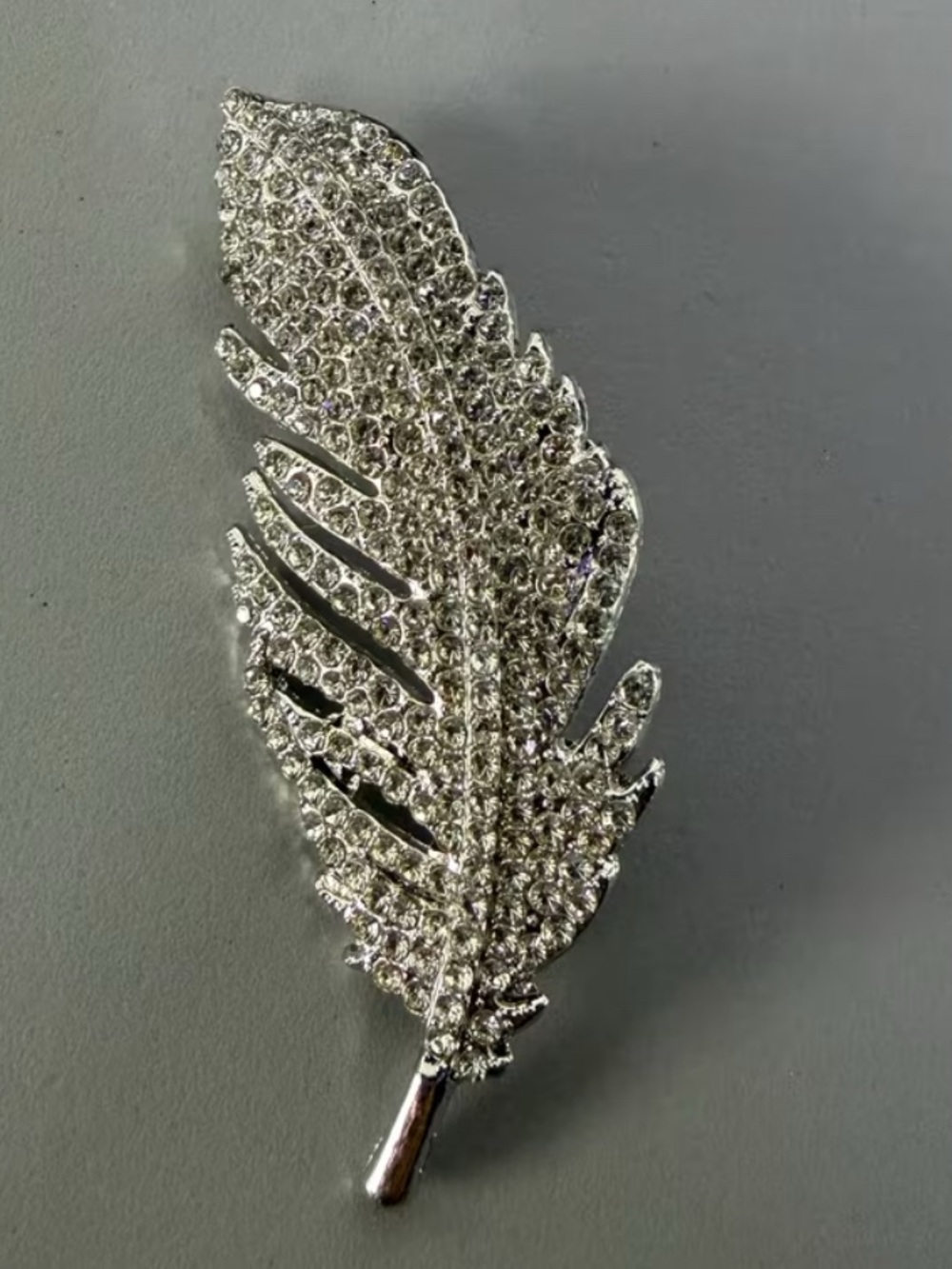 Crystal Feather Brooch - Silver Sparkle